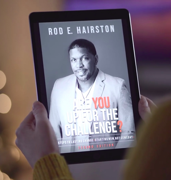 Rod Hairston book cover on tablet
